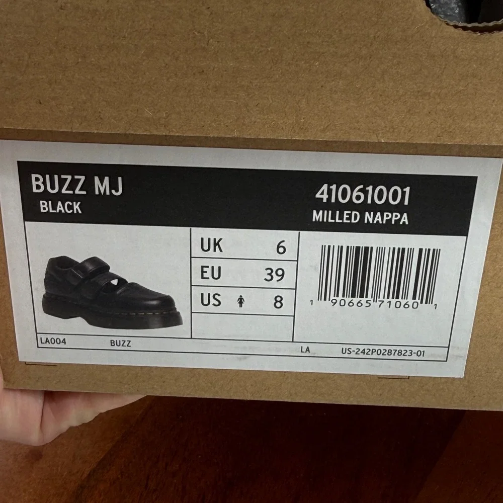 Dr. Martens Buzz MJ Mary Jane Women Black Milled Nappa Platform Buckle US 8